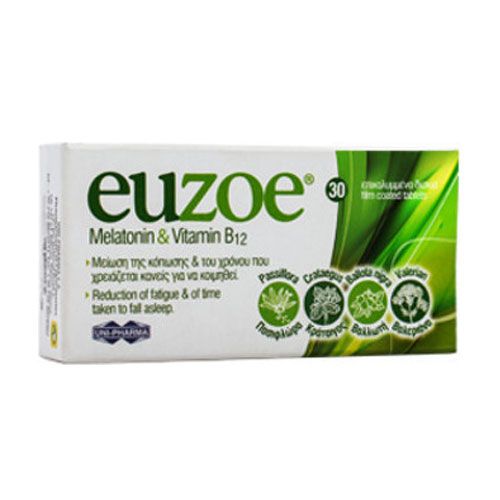 Uni-Pharma Euzoe Melatonin & Vitamin B12 30 ταμπλέτες