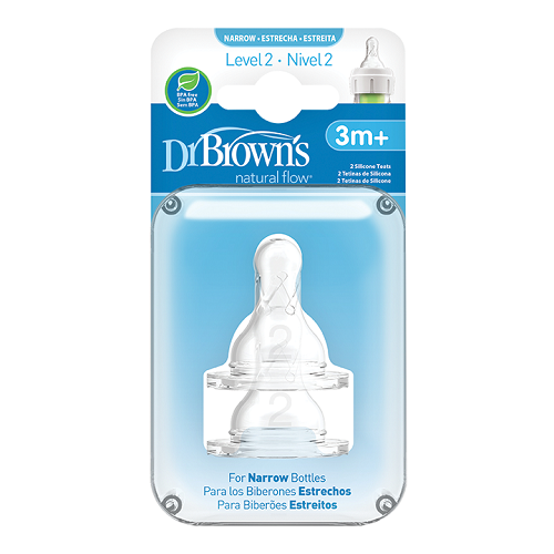 Dr. Brown's Options 322 Θηλές Σιλικόνης 3m+ για Μπιμπερό με Στενό Λαιμό, 2 τεμάχια