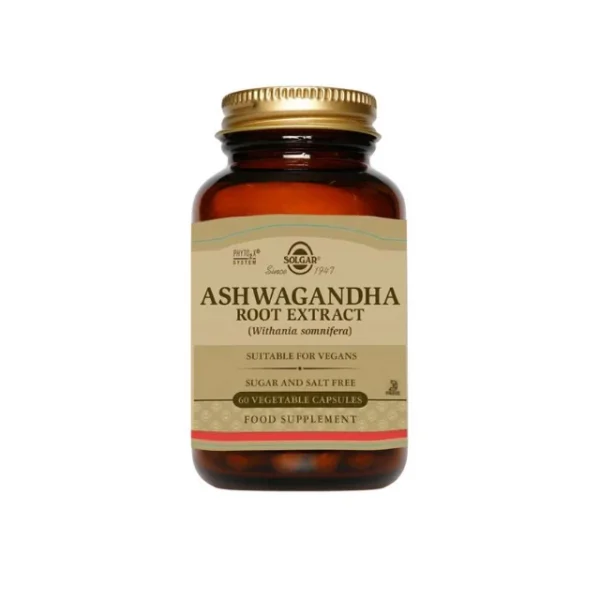Solgar Ashwagandha Root Extract Συμπλήρωμα Διατροφής Ιδανικό για Άτομα με Στρες, Άγχος & Χρόνια Κόπωση - Τόνωση της Σεξουαλικής Υγείας & του Ανοσοποιητικού, 60veg.caps