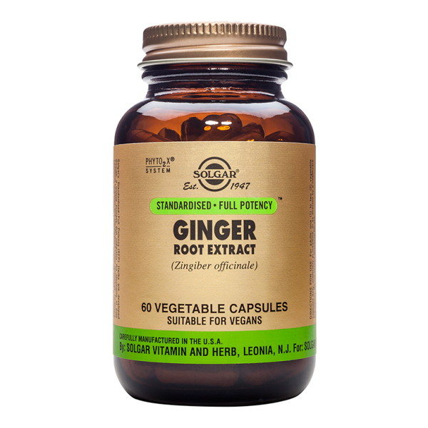 Solgar Ginger Root Extract Συμπλήρωμα Διατροφής Τζίντζερ (Πιπερόριζα) Ιδανικό για Περιπτώσεις Δυσπεψία, Ναυτίας, Τυμπανισμού & Διάρροιας, 60veg.caps