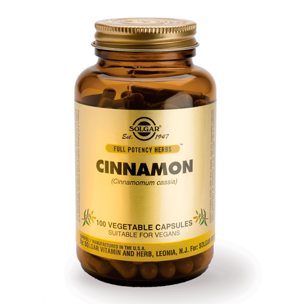 Solgar Cinnamon 500mg Συμπλήρωμα Διατροφής Κανέλλας για Βελτίωση της Πέψης των Τροφών - Ιδανικό για Διαβητικούς για την Καλύτερη Αξιοποίηση της Ινσουλίνης, 100veg.caps