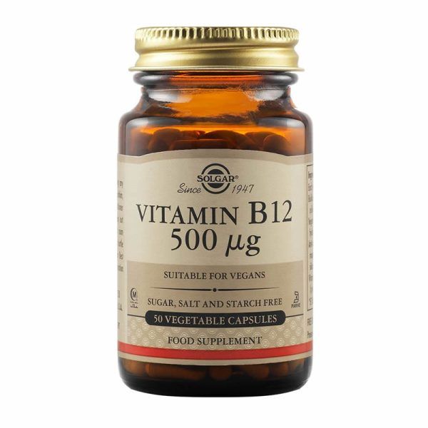 Solgar Vitamin B12 500 μg Συμπλήρωμα Διατροφής Βιταμίνη B12 για την Ομαλή Λειτουργία του Νευρικού Συστήματος, 50veg.caps