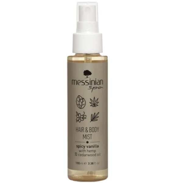 Messinian Spa Spicy Vanilla Hair & Body Mist Ενυδατικό Mist Μαλλιών & Σώματος Unisex Άρωμα με Βανίλια 100ml