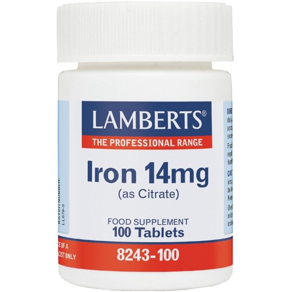 Lamberts Iron 14mg Συμπλήρωμα Διατροφής με Σίδηρο για την Αναπλήρωση των Εξαντλημένων Αποθηκών Σιδήρου του Οργανισμού, 100 Ταμπλέτες