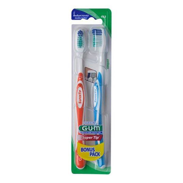 GUM Super Tip (463), Οδοντόβουρτσα Medium Compact Bonus Pack 1+1 ΔΩΡΟ