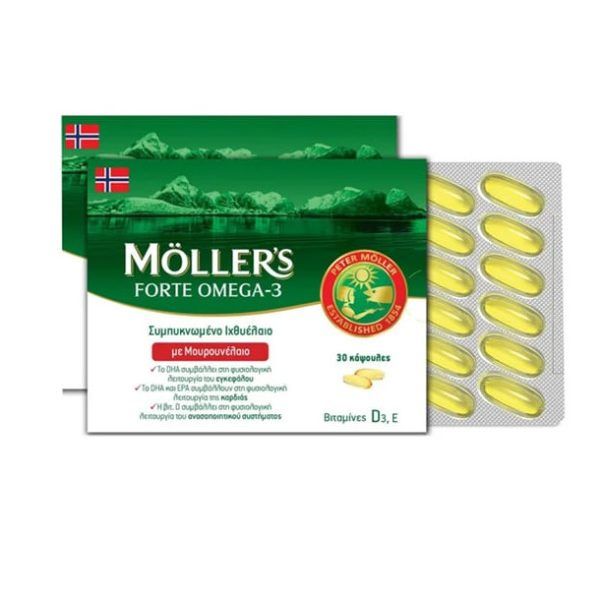 Mollers Forte Μίγμα Ιχθυελαίου & Μουρουνέλαιου Πλούσιο σε Ω3 Λιπαρά Οξέα 30 caps
