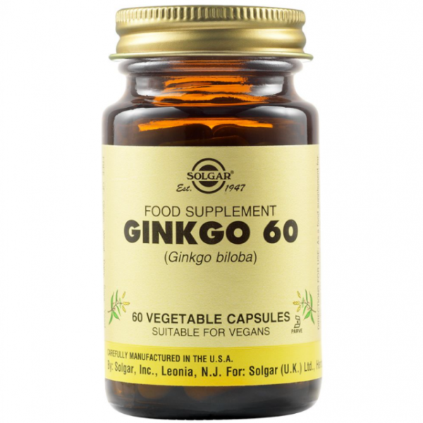 Solgar Ginkgo Biloba 60mg Συμπλήρωμα Διατροφής για Τόνωση & Ενίσχυση Μνήμης - Ιδανικό για Περιπτώσεις Γεροντικής Άνοιας, 60veg.caps