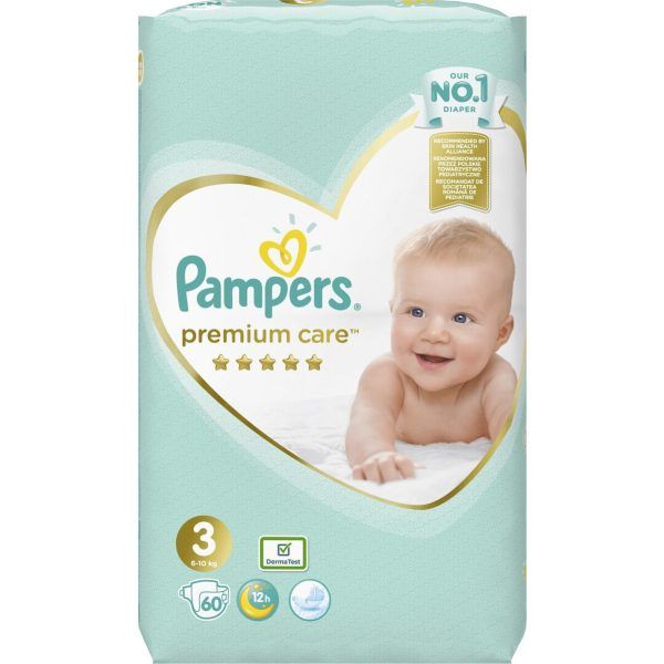 Pampers Premium Care Jumbo Pack No.3 (Midi) 6-10 kg Βρεφικές Πάνες, 60 τεμάχια
