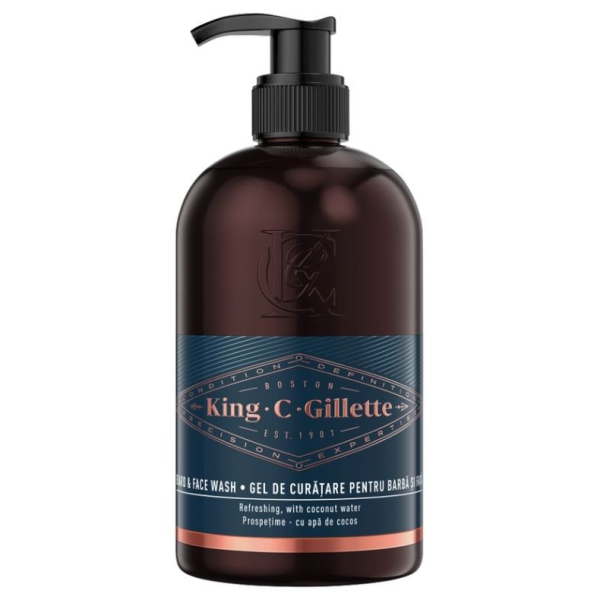 Gillette King C Beard & Face Wash Gel Ανδρικό Gel Καθαρισμού για τα Γένια & το Πρόσωπο με Νερό Καρύδας, 350ml