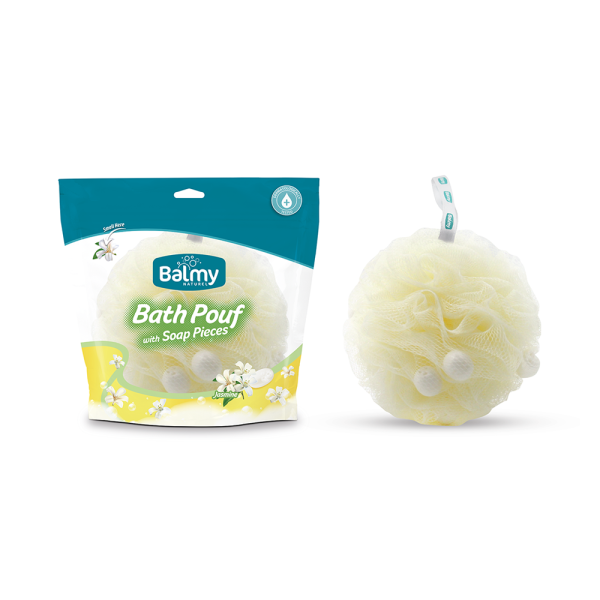 Vican Balmy Bath Pouf with soap pieces Σφουγγάρι με πέρλες σαπουνιού, με άρωμα γιασεμί 1τεμάχιο