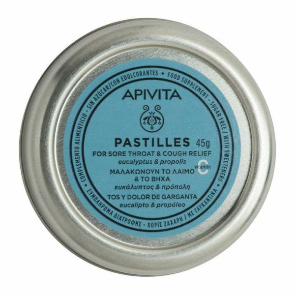 Apivita Παστίλιες για τον πονεμένο λαιμό και το βήχα με ευκάλυπτο & πρόπολη 45g