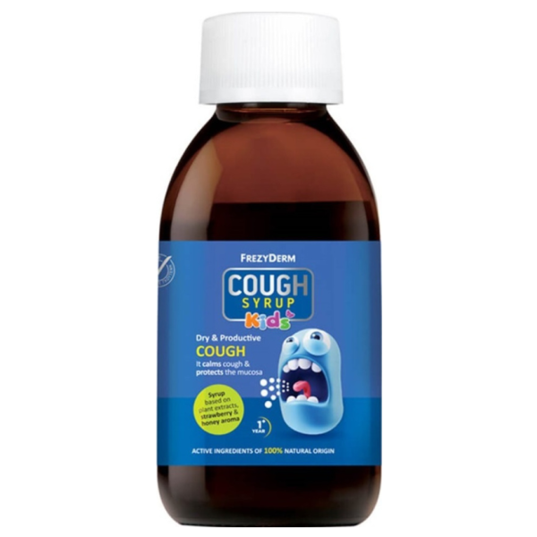 Frezyderm Cough Syrup Kids Σιρόπι για τον Ξηρό και Παραγωγικό Βήχα με Γεύση Φράουλα και Μέλι 1+ 182g