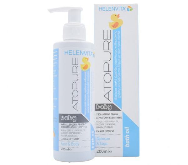 Helenvita Atopure Baby Bath Oil Αφρόλουτρο Καθημερινής Χρήσης, 200ml