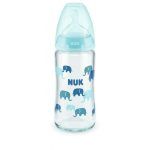 Nuk Γυάλινο Μπιμπερό First Choice Plus Temperature Control Κατά των Κολικών με Θηλή Σιλικόνης 240ml για 0-6 μηνών (Τυχαία Επιλογή Χρώματος) - Image 2