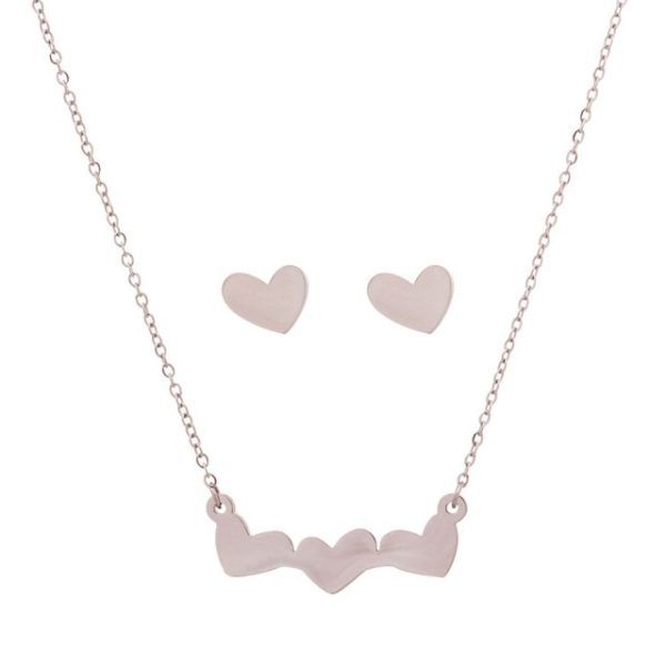 Dalee Σετ Κολιέ/Σκουλαρίκια Triple Heart Stainless Steel