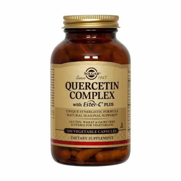 Solgar Quercetin Complex Σύμπλεγμα Κουερσετίνης με Βιταμίνη C για Αντιμετώπιση Αλλεργικών Συμπτωμάτων - Ιδανικό σε Περιπτώσεις όπως Καταρροή, Φτέρνισμα & Αλλεργική Ρινίτιδα, 100veg.caps