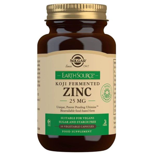 Solgar EarthSource Food-Fermented ψευδάργυρος Koji Zinc 30 caps/ 25 Mg