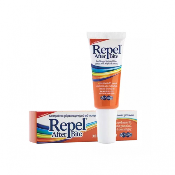 Unipharma Repel After Bite Καταπραϋντικό Τζελ, Χωρίς Αμμωνία, για Ανακούφιση από τα Τσιμπήματα 20ml