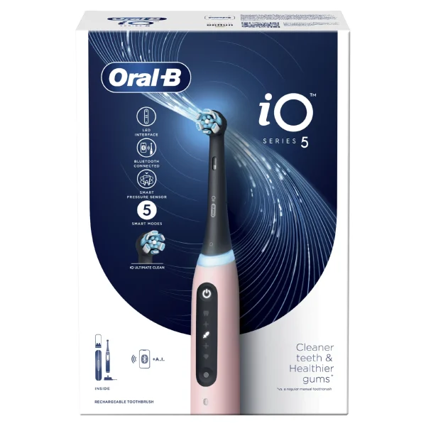 Oral-B iO Series 5 Magnetic Pink Ηλεκτρική Οδοντόβουρτσα για Καθαρισμό & Περιποίηση των Ούλων Ροζ, 1τεμ