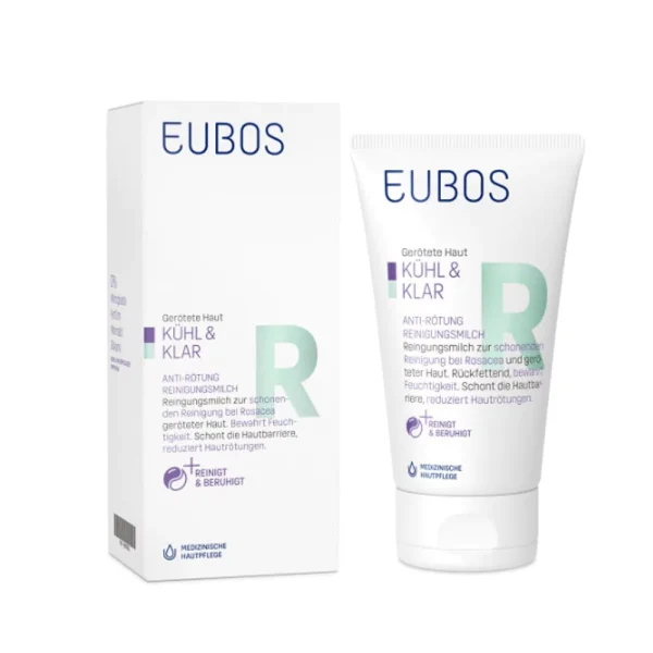 Eubos Cool & Calm Καταπραϋντικό Καθαριστικό Γαλάκτωμα για Απαλό Καθαρισμό του Δέρματος με Ροδόχρου Ακμή, 150ml