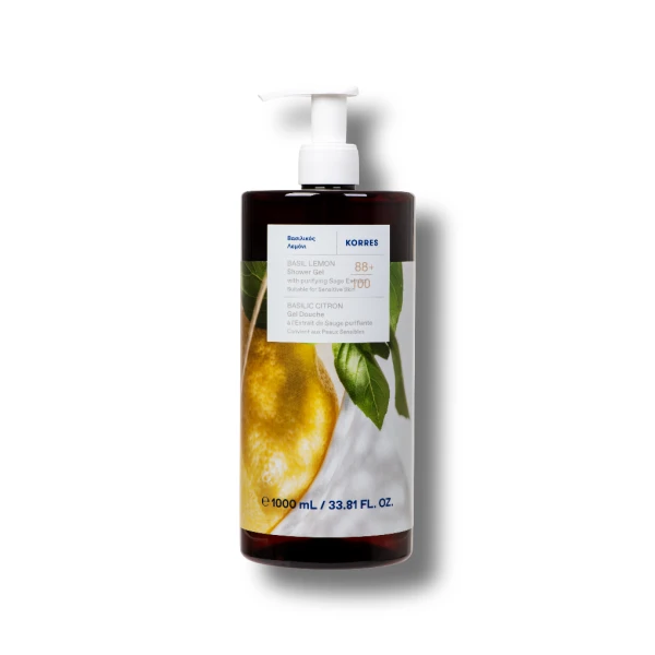 Korres Renewing Body Cleanser Aναζωογονητικό Αφρόλουτρο με Άρωμα Βασιλικός & Λεμόνι, 1000ml