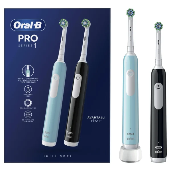 Oral-B Pro Series 1Duo Edition Ηλεκτρική Οδοντόβουρτσα Γαλάζια και Μαύρη 2τμχ.