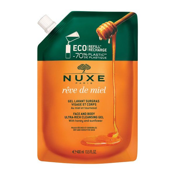 Nuxe Reve de Miel για Πρόσωπο & Σώμα Ultra-Rich Cleansing Gel Eco-Refill With Honey and Sunflower 400ml