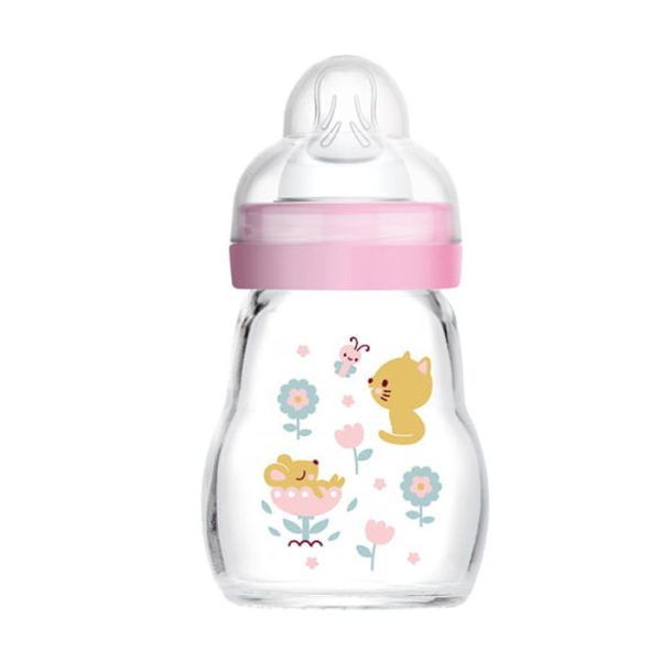 Mam Μπιμπερό Γυάλινο Feel Good 0m+  Ροζ 170ml
