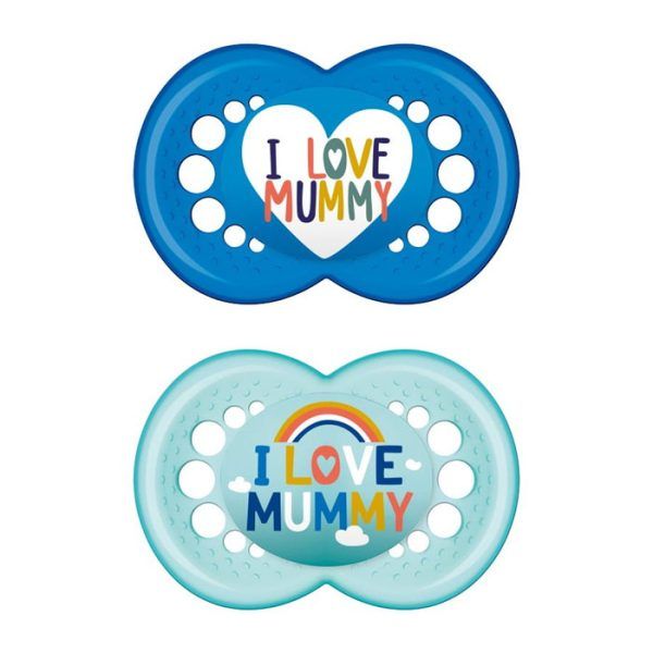 Mam Πιπίλα Ι Love Mummy Σιλικόνης 6-16 μηνών Μπλε 2τεμ