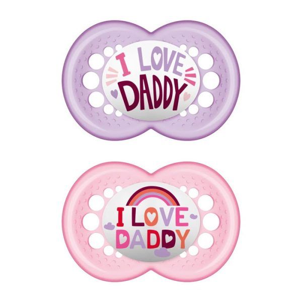 Mam Πιπίλα Ι Love Daddy Σιλικόνης 16+ μηνών Μωβ 2τεμ