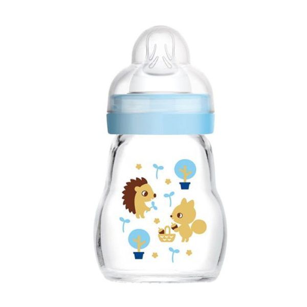 Mam Μπιμπερό Γυάλινο Feel Good 0m+  Μπλε 170ml