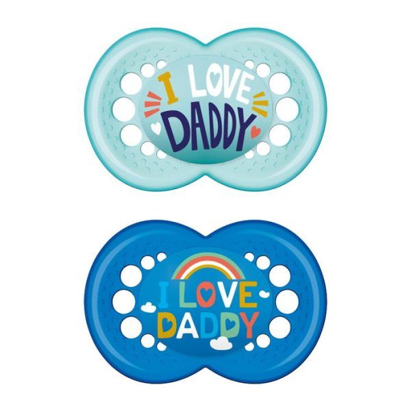 Mam Πιπίλα Ι Love Daddy Σιλικόνης 16+ μηνών Τιρκουάζ 2τεμ