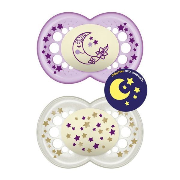 Mam Πιπίλα Original Night Σιλικόνης 16+ μηνών Ροζ 2τεμ