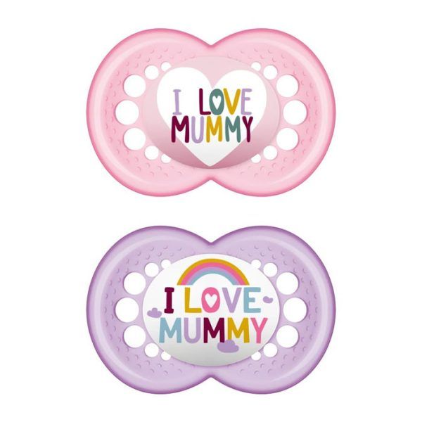 Mam Πιπίλα Ι Love Mummy Σιλικόνης 6-16 μηνών Ροζ 2τεμ