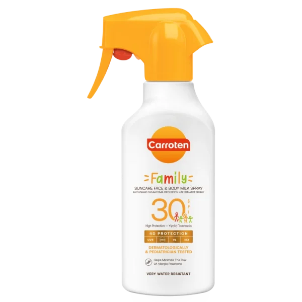 Carroten Family 4D Protection Suncare Face & Body Milk Spray SPF30 Αντηλιακό Γαλάκτωμα Προσώπου & Σώματος 270ml