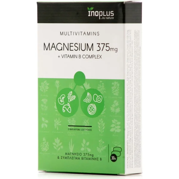 Inoplus Magnesium 375mg + Vitamin B Complex (30tabs) - Φόρμουλα για Υγιές Μυικό & Νευρικό Σύστημα