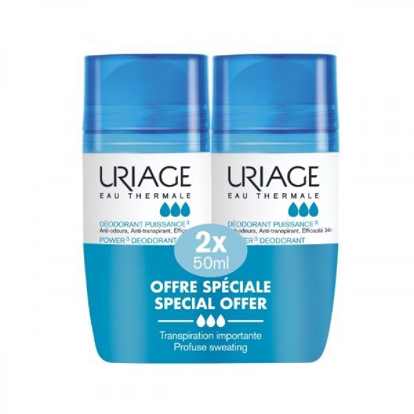 Uriage Promo Deodorant Power 3, Αποσμητικό Τριπλής Δράσης 2x50ml