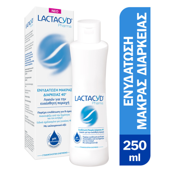 Lactacyd Pharma Ενυδάτωση Μακράς Διαρκείας 40+ Λοσιόν Καθαρισμού για την Ευαίσθητη Περιοχή, 250ml