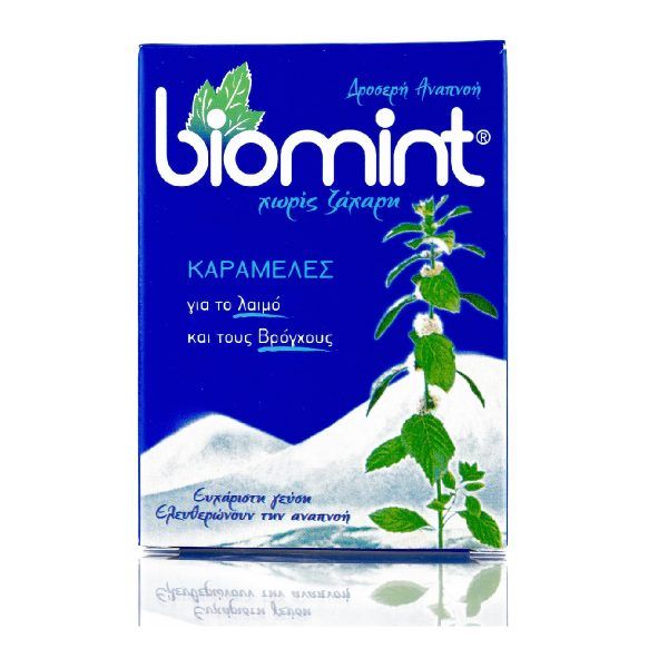 Biomint Καραμέλες για τον λαιμό και τους Βρόγχους χωρίς Ζάχαρη 50gr
