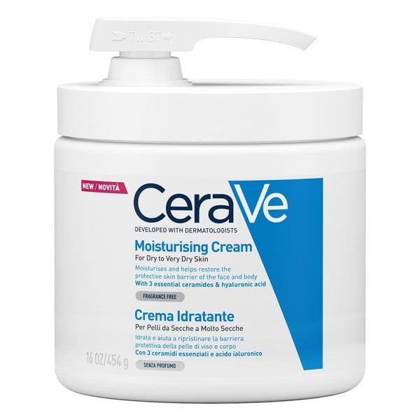 CeraVe Moisturising Cream Ενυδατική Κρέμα για Ξηρό έως Πολύ Ξηρό Δέρμα με Αντλία, 454g