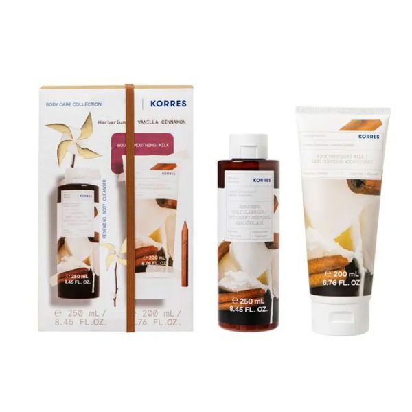 Korres Promo με Vanilla Cinnamon Ενυδατικό Αφρόλουτρο Βανίλια & Κανέλα, 250ml & Body Milk Ενυδατικό Γαλάκτωμα Σώματος Βανίλια & Κανέλα, 200ml, 1σετ