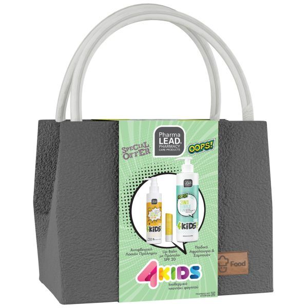 Pharmalead 4Kids Promo 2in1 Bubble Fun Shampoo & Body Wash Παιδικό Σαμπουάν & Αφρόλουτρο, 500ml, Lice No More Λοσιόν σε Spray Ενάντια στις Ψείρες για Παιδιά, 125ml, Propolis Lip Balm Ενυδατικό Χειλιών SPF20, 5gr & Δώρο Lunchbag, 1σετ
