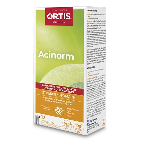 Ortis Acinorm Forte Gel για την Γαστρική Ισορροπία 12 Sticks x 12gr