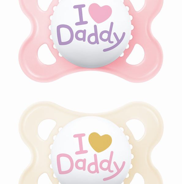 Mam Πιπίλες Σιλικόνης ''I Love Daddy'' για 2-6 μηνών 2 τεμάχια Ροζ/Μωβ
