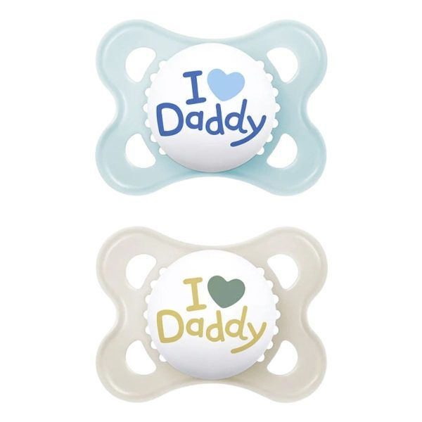 Mam Πιπίλες Σιλικόνης ''I Love Daddy'' για 2-6 μηνών 2 τεμάχια Blue/White