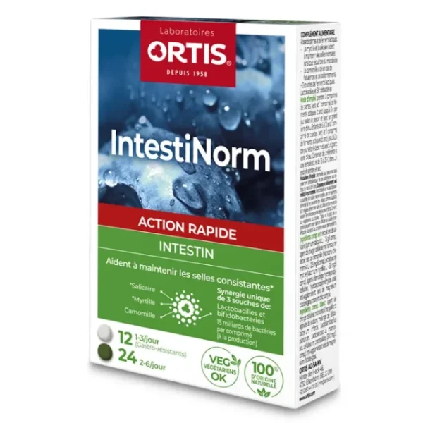 Ortis IntestiNorm Συμπλήρωμα Διατροφής για την Καλή Λειτουργία του Εντέρου 24 Πράσινα +12 Λευκά Δισκία