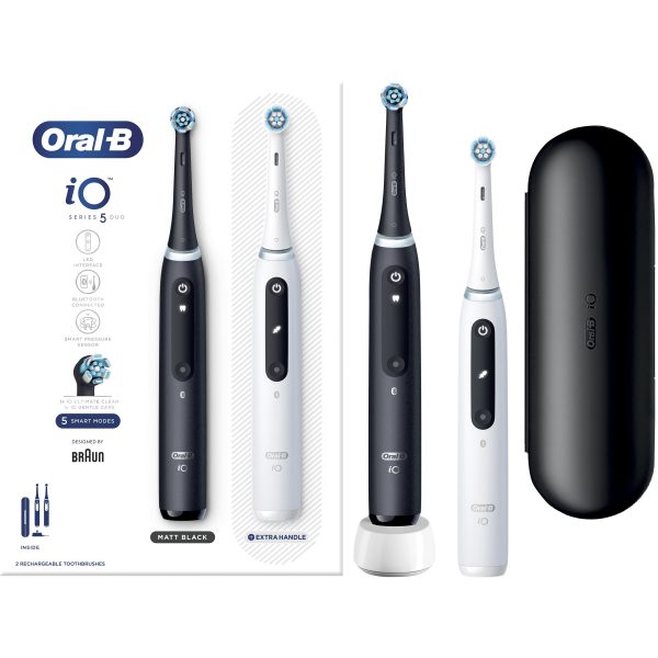 Oral-B iO Series 5 Duo Black & White Ηλεκτρικές Οδοντόβουρτσες Μαύρο & Λευκό, 2τεμ