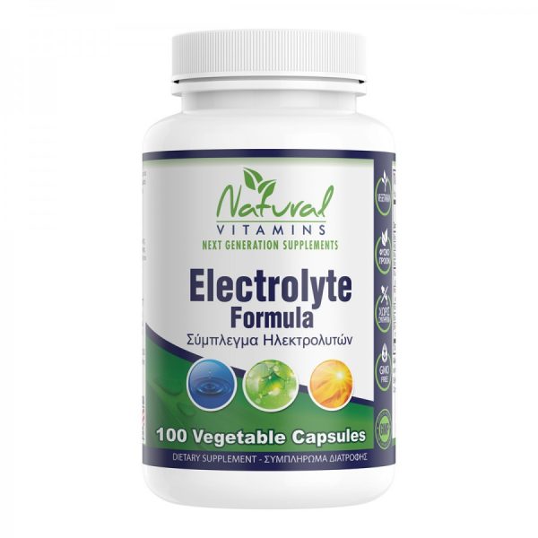 Natural Vitamins Electrolyte Formula Συμπλήρωμα Διατροφής Συμπλέγματος Ηλεκτρολυτών & Βιταμινών για Ενυδάτωση, Καλή Λειτουργία των Μυών Κατά της Κούρασης & Κόπωσης 100veg.caps