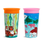 Munchkin Miracle 360° Sippy Cup 12m+ Rhino & Tiger, Εκπαιδευτικό Κύπελλο-Ποτήρι με καπάκι, 266ml, 2τμχ