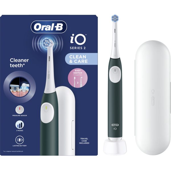 Oral-B iO 2 Green Ηλεκτρική Οδοντόβουρτσα Πράσινη με Θήκη Ταξιδίου,1 τεμάχιο